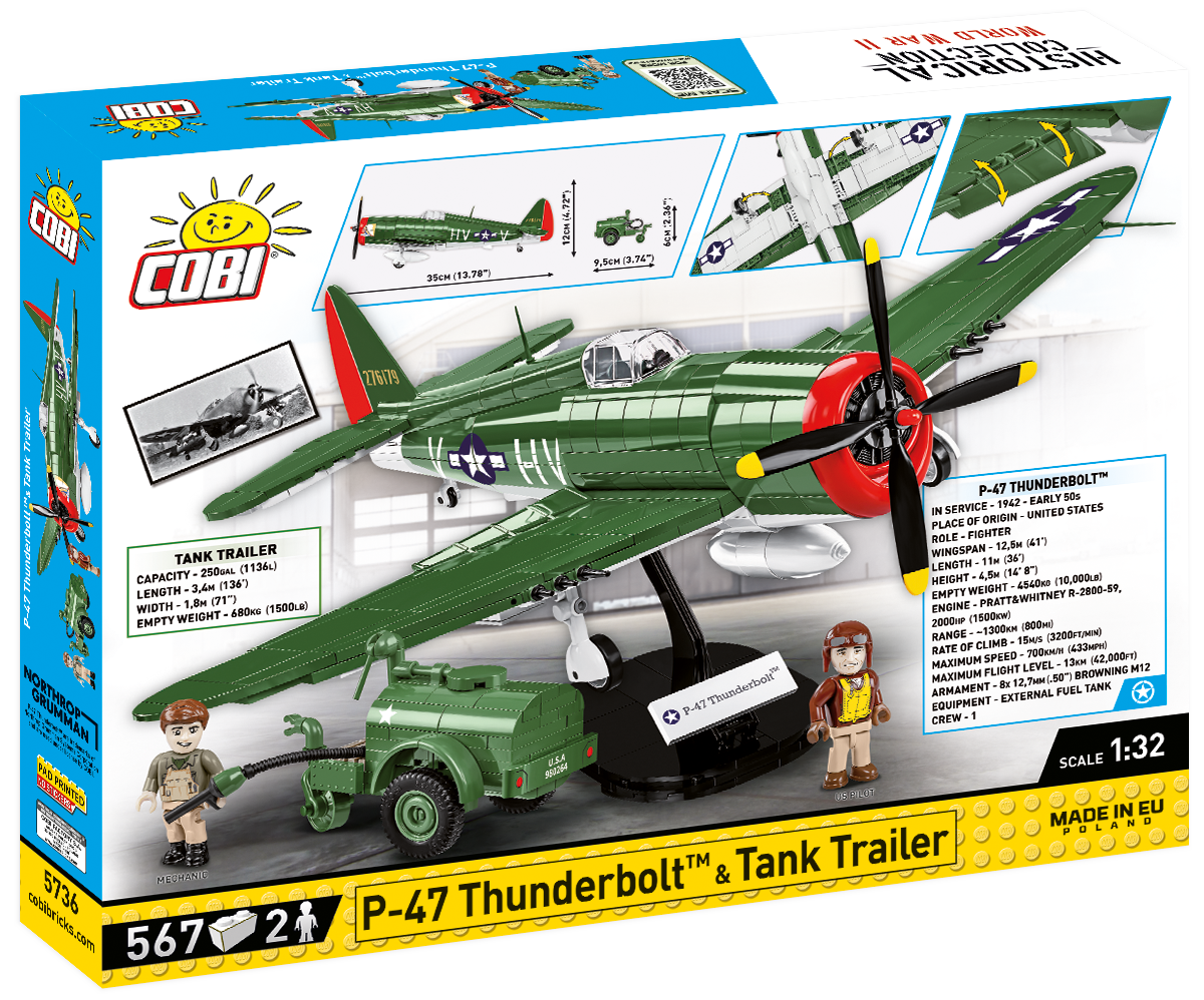 COBI® 5736 WWII P-47 Thunderbolt & Tank Trailer - Executive Edition